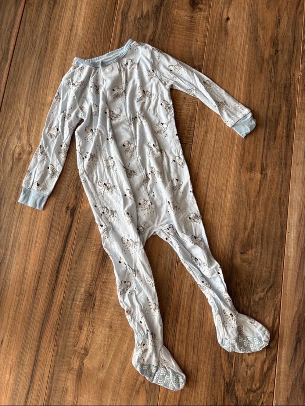 Magnetic Me Light Blue Zebra Print Footed One-Piece